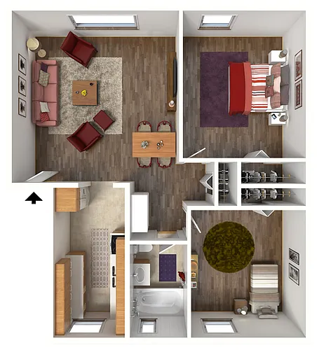 Floor plan 2 Bedroom 1 Bath
