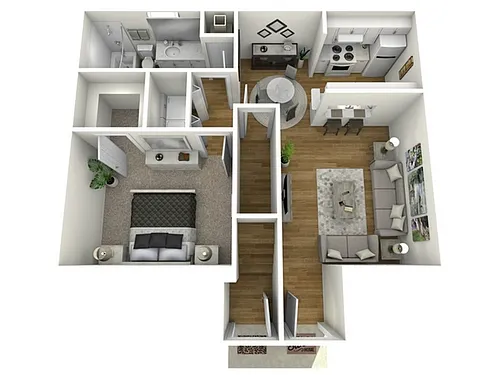 Floor plan 1 Bed, 1 Bath B