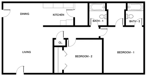 Floor plan 2 Bed 2 Bath