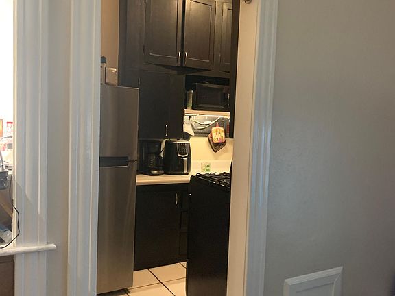 View of kitchen from living room