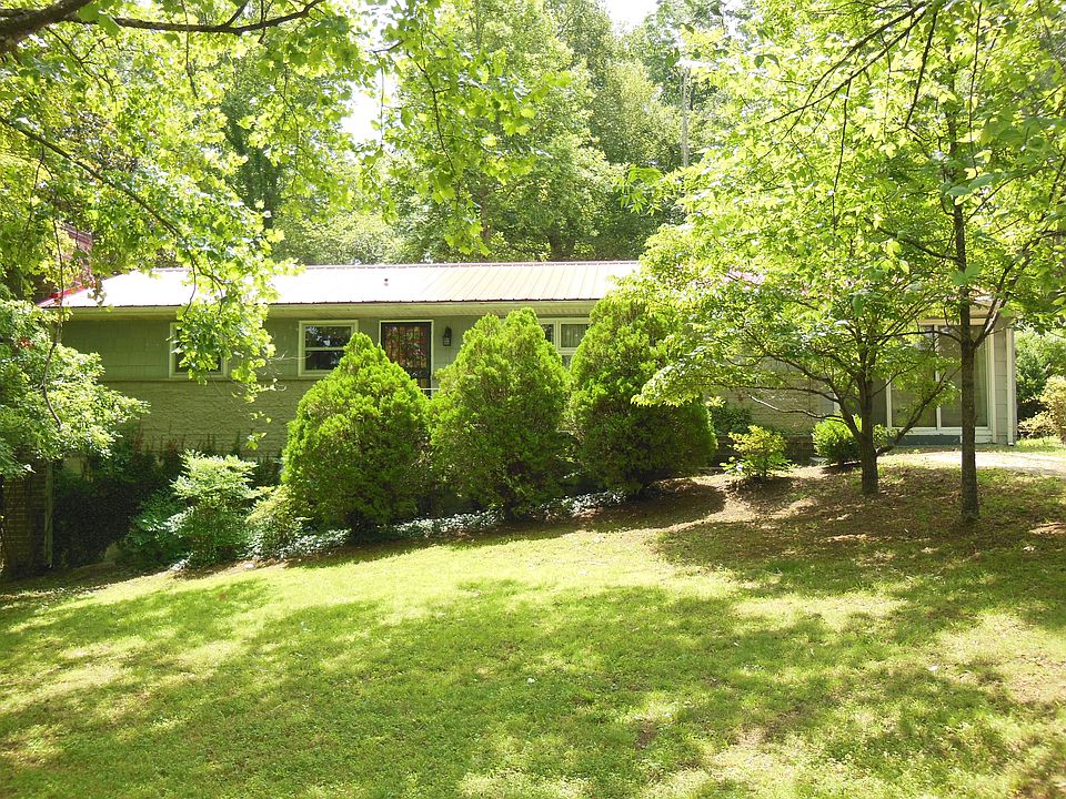 Nestled in the trees.
