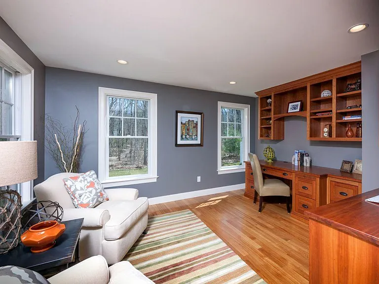 Private office with two built in desks.