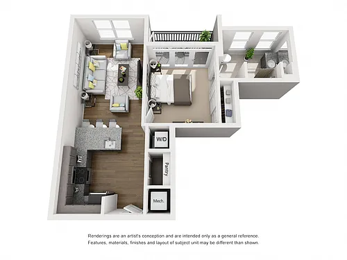 Floor plan Floor Plan D One Bedroom / One Bath w/Balcony