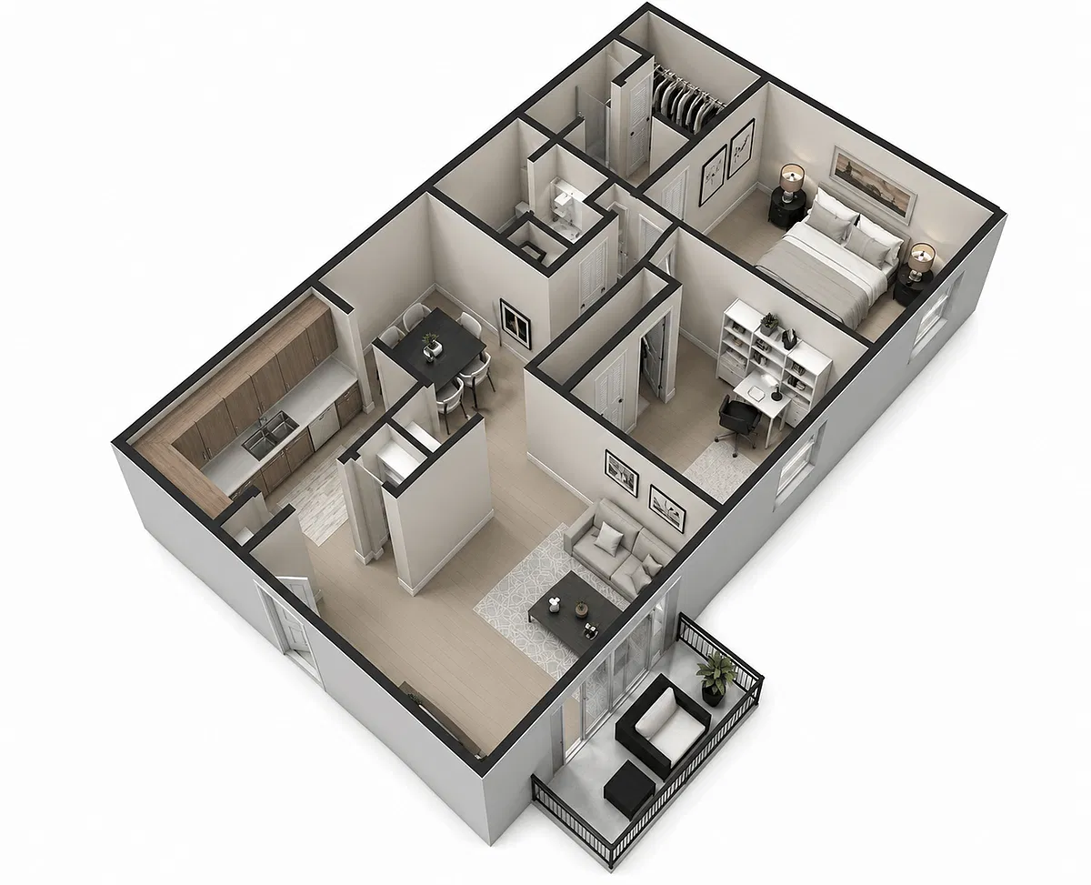 Floor plan Two Bedroom, Two Bath