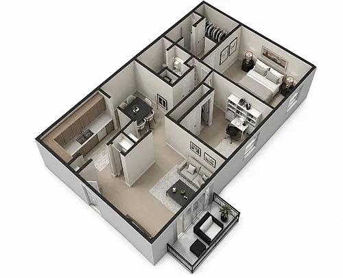 Floor plan Two Bedroom, Two Bath