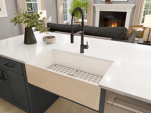 Kitchen with apron front sink-Artist Rendering