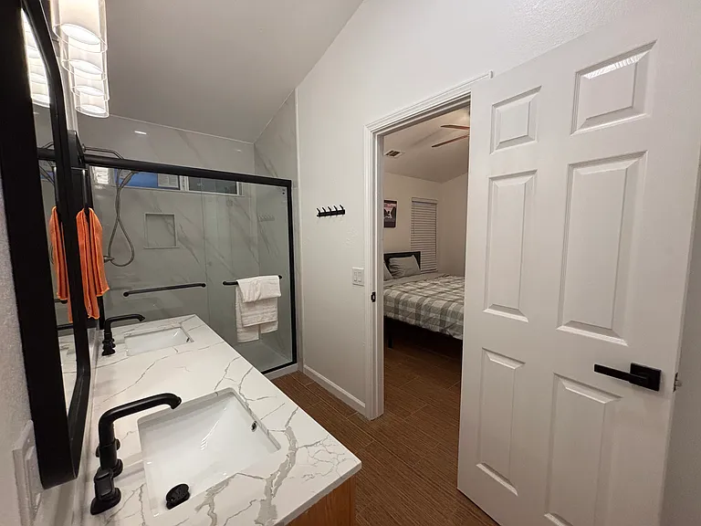 Just remodeled Master bathroom modern style walk-in shower.