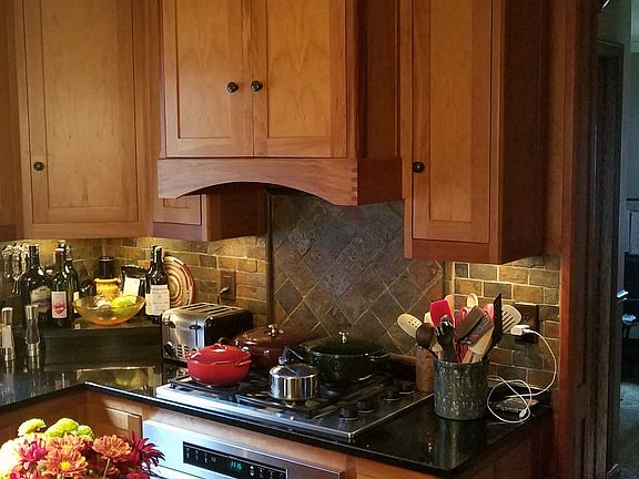 kitchen w/ cherry cabinetry