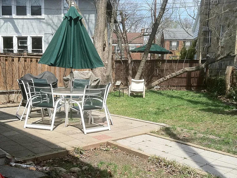 Fenced yard with patio