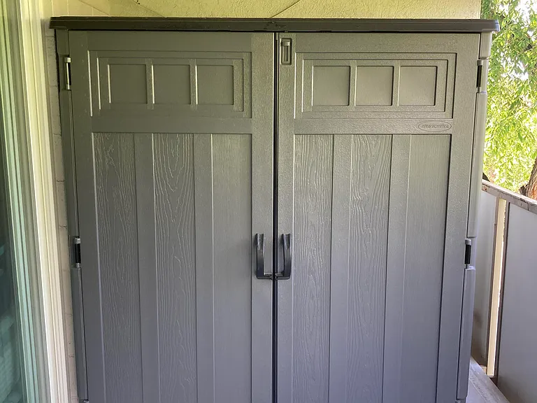 not currently on the balcony but an option to buy something like this for storage (bikes, etc).