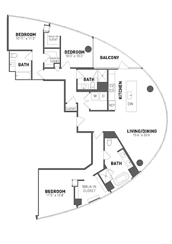 Floor plan 3 Bed 3 Bath-PH03