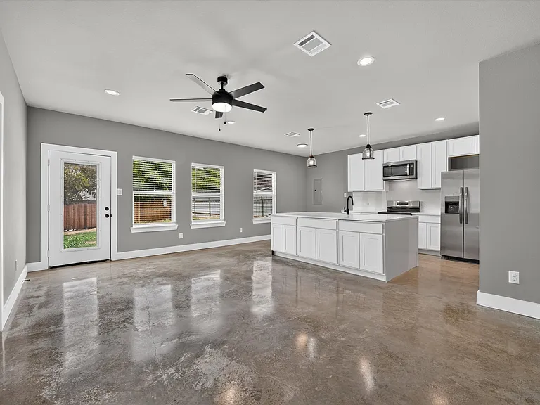 Large open family room and kitchen