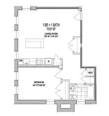 Floor plan 1 bedroom 1 bathroom