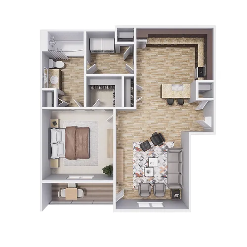 Floor plan 1x1 - 670 sqft - A1