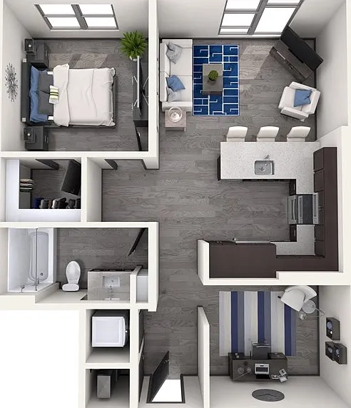 Experience modern living with this stylish apartment layout, featuring ample space and sleek design. Experience modern living with this stylish apartment layout, featuring ample space and sleek design.