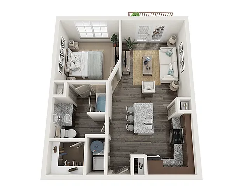 Floor plan One Bedroom A1A