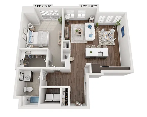 Floor plan One Bedroom A1D