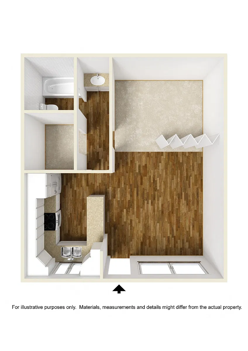Floor plan 0 Bedroom, 1 Bathroom Studio Plan A