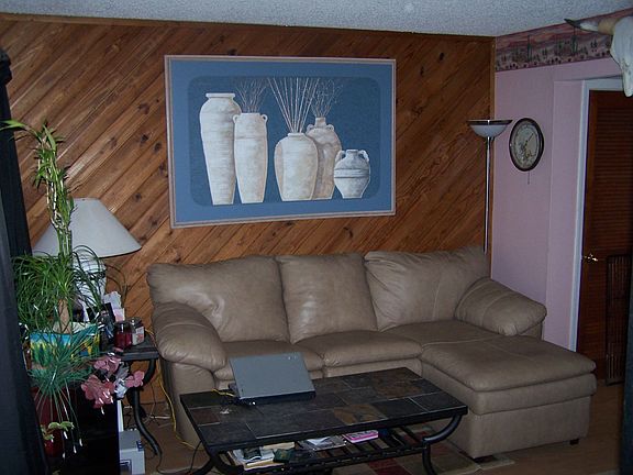 Living Room with Cedar Sided Wall
