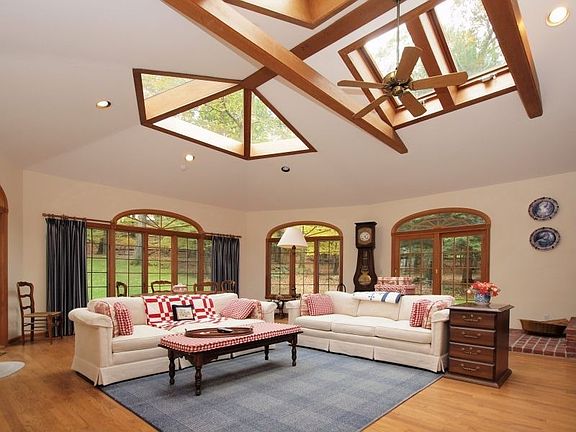 Family room with cathedral ceiling