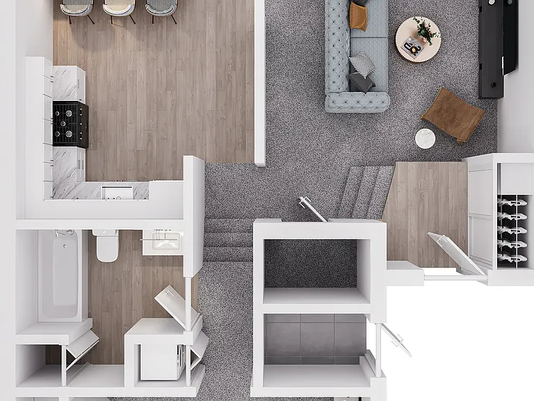 Valley Run 1 Bedroom 1 Bathroom Vaulted_3D Valley Run 1 Bedroom 1 Bathroom Vaulted_3D