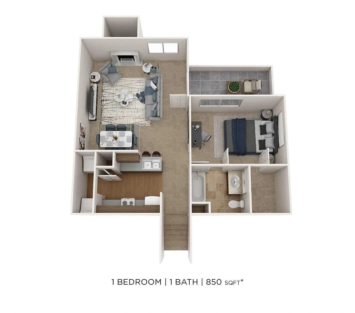 Floor plan One Bedroom - 850 sqft