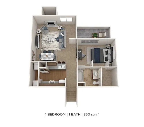 Floor plan One Bedroom - 850 sqft