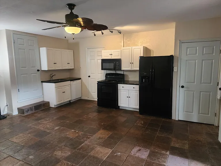 View from Living space into kitchen.
