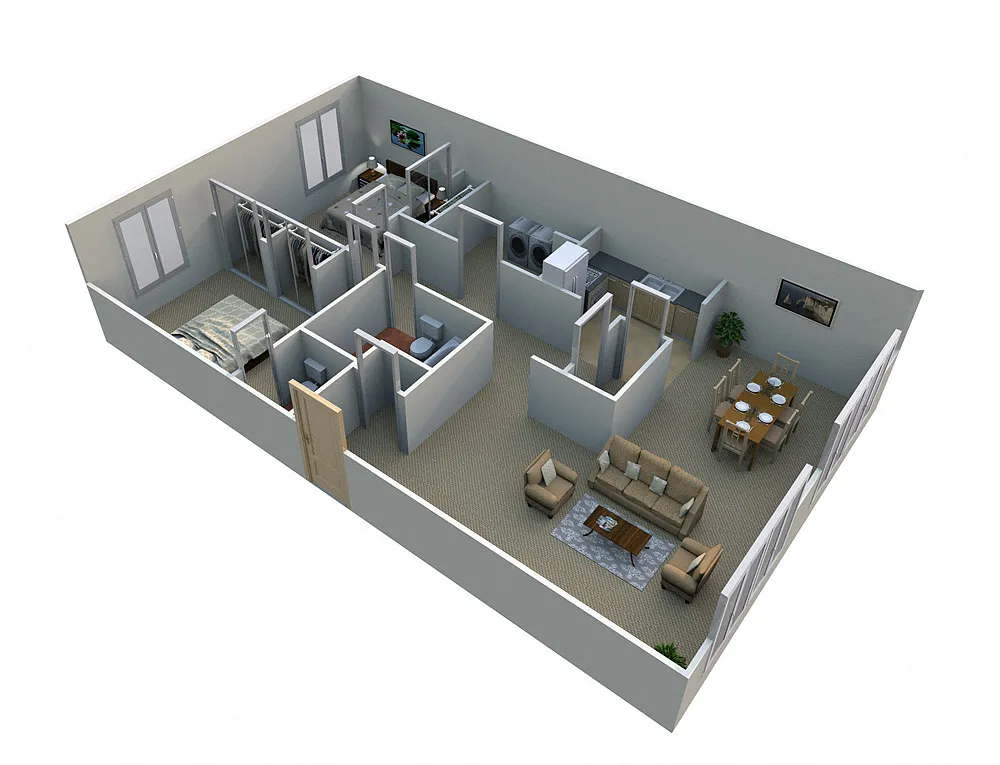 Floor plan Two Bedroom One and Half Bath