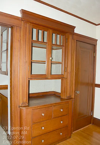 close-up to dining room hutch