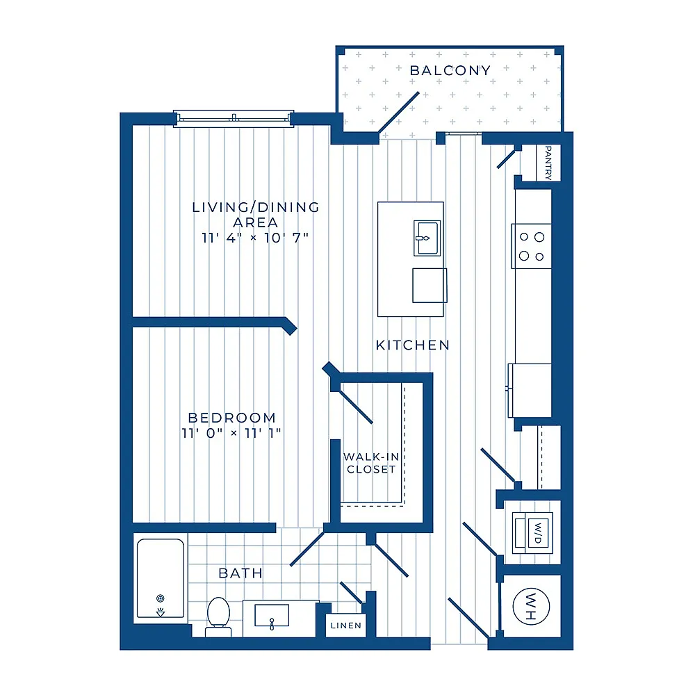 Floor plan JA1: 0 Bed 1 Bath