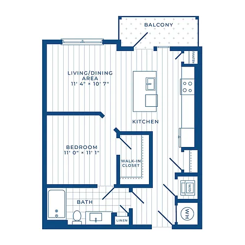 Floor plan JA1: 0 Bed 1 Bath