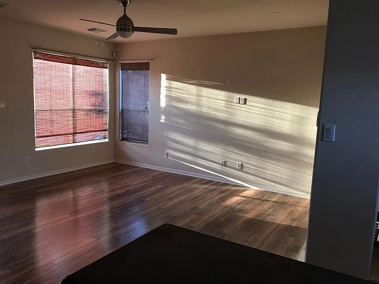 New wood floors in the living room (view from kitchen)