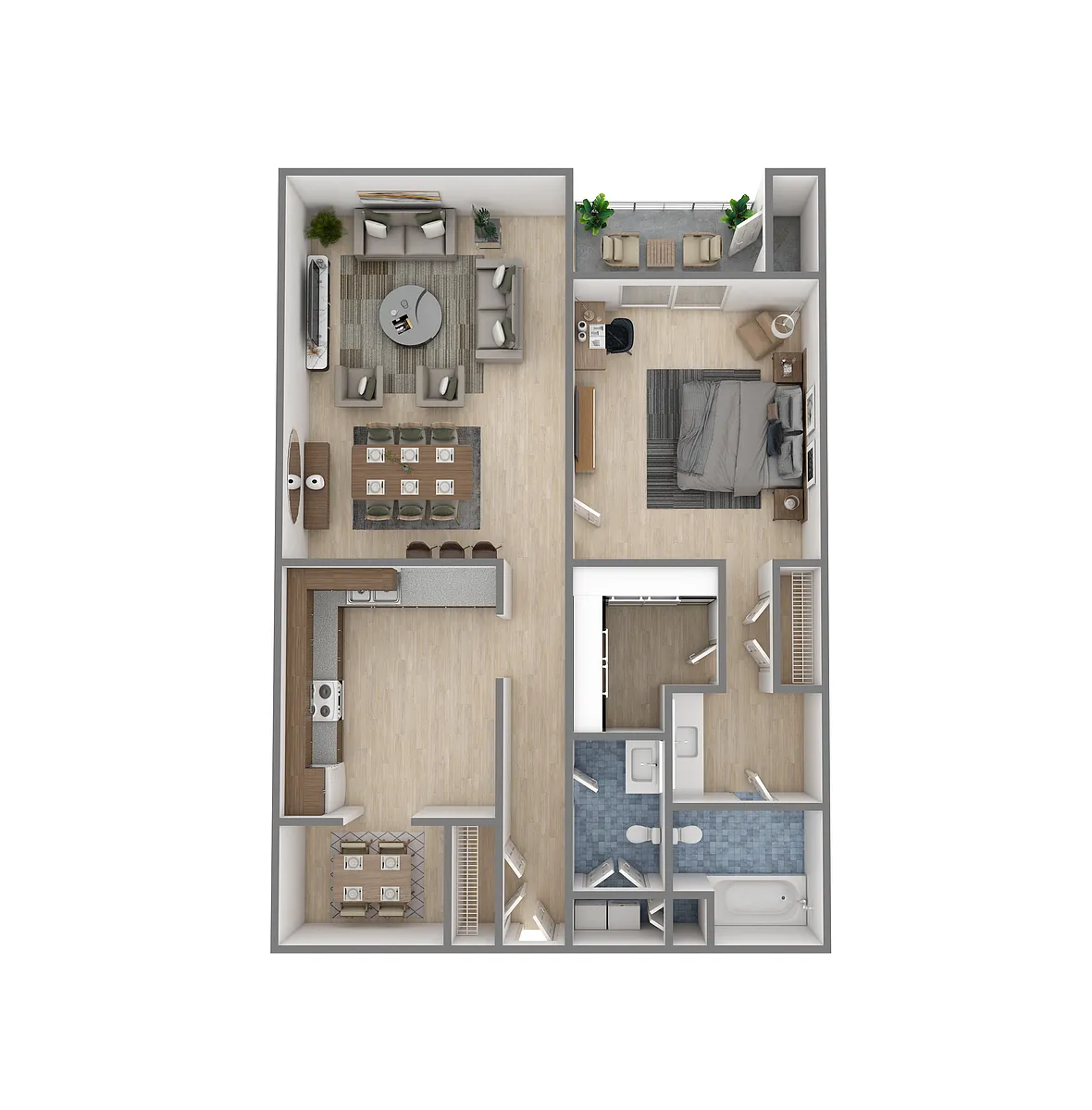 Floor plan 1 Bedroom, 1.5 Bathroom