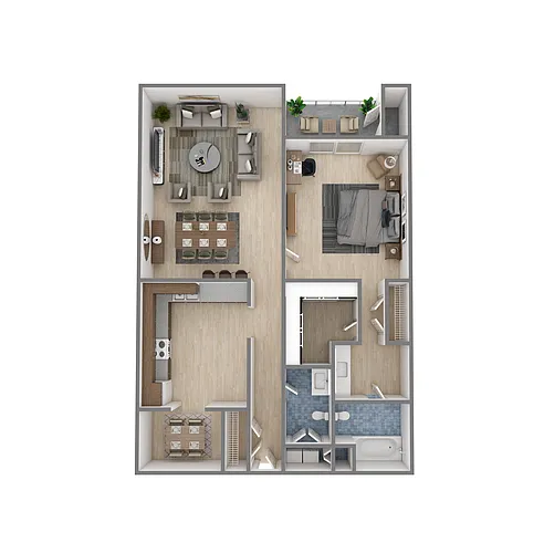 Floor plan 1 Bedroom, 1.5 Bathroom