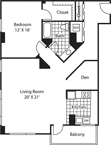 Floor plan One Bedroom 1146