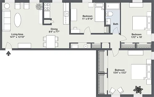 Floor plan 3 Bedroom Apartment