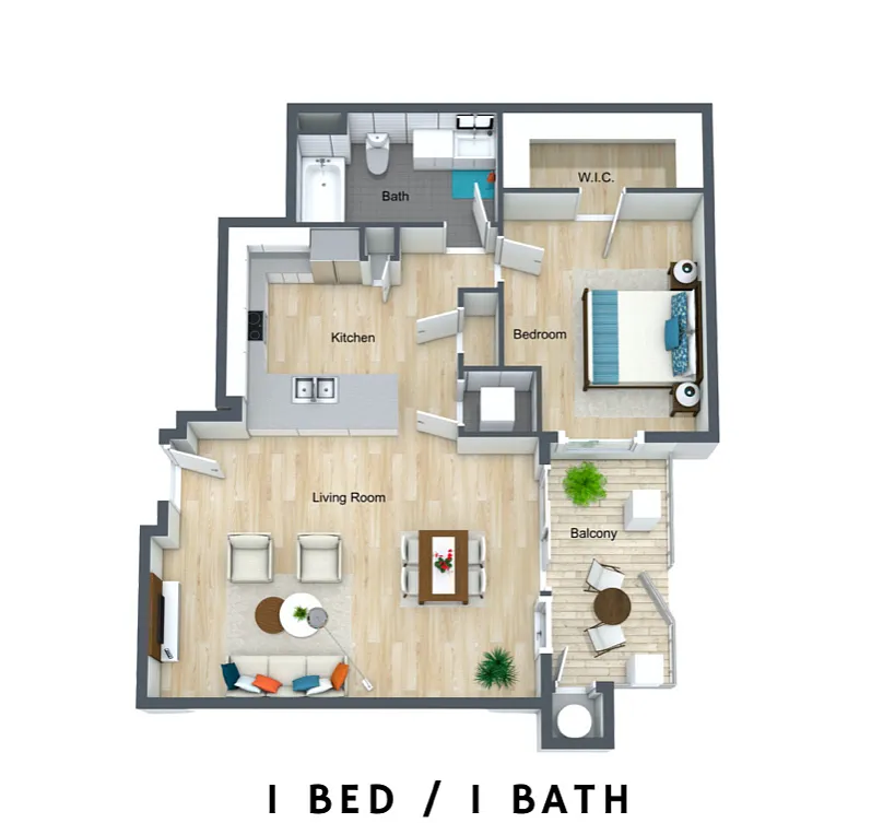 Floor plan 1 Bedrom 1 Bath