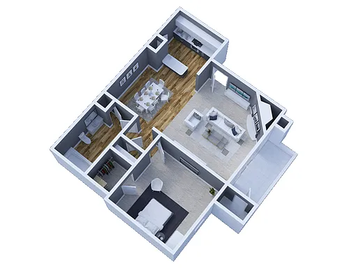 Floor plan The Berkley Deluxe 1 Bedroom