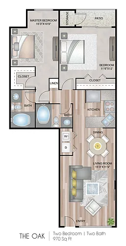 Floor plan The Oak with Washer & Dryer