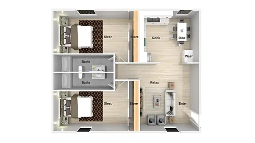 Floor plan 2 Bedroom 2 Bathroom Renovated