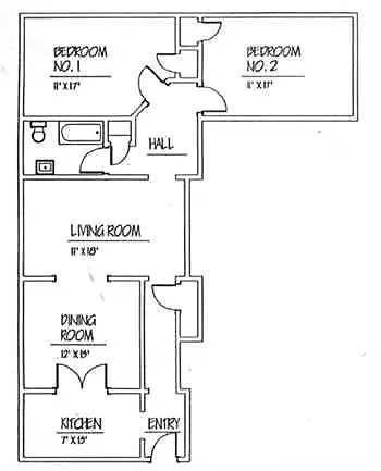Floor plan Two Bed Classic