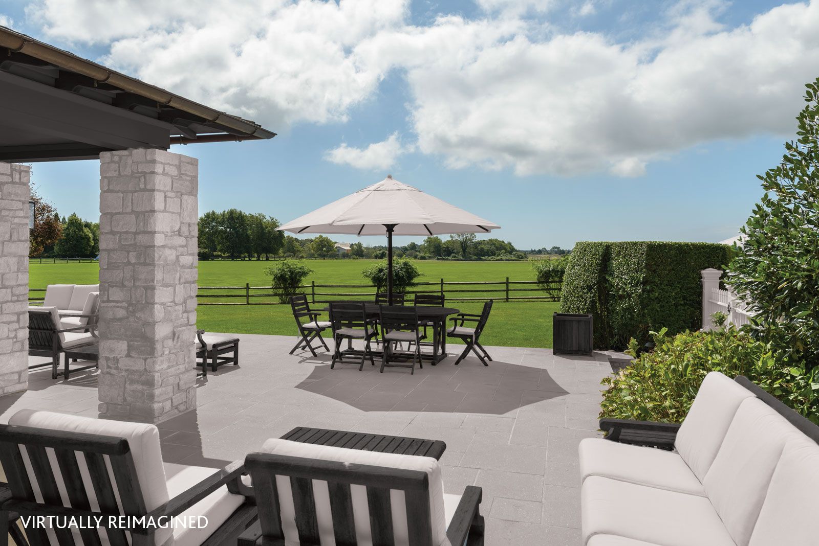  View from the rear patio of 6 Dannielles Way, Bridgehampton, NY (virtually re-imagined)