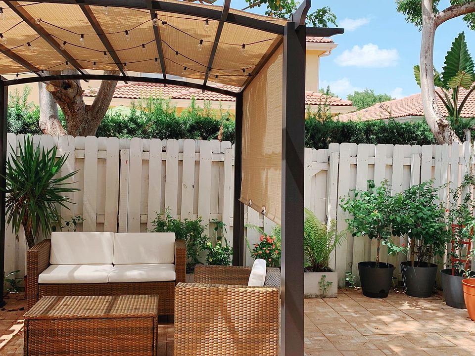 Patio features a lovely gazebo