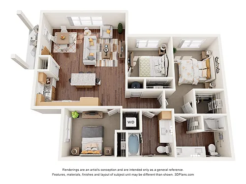 Floor plan Three Bedroom Cottage