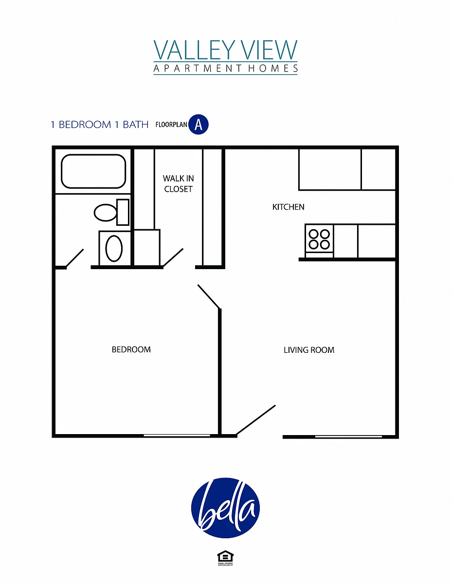 Floor plan 1 Bed / 1 Bath (A)
