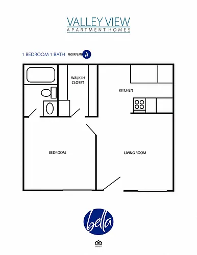 Floor plan 1 Bed / 1 Bath (A)