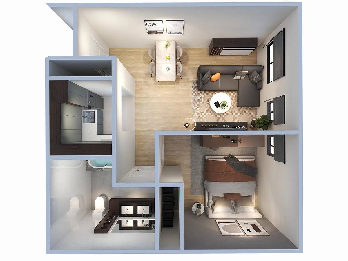 Floor plan 1 Bedroom 1 Bathroom