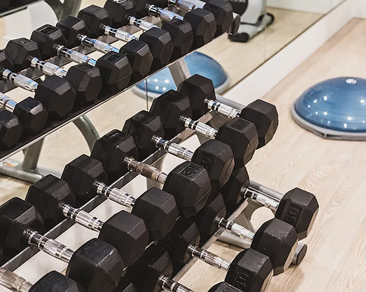 Upgraded fitness equipment including a new free weights set
