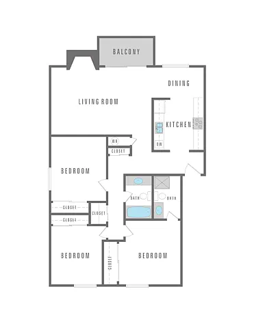 Floor plan 3 Bedroom 2 Bath
